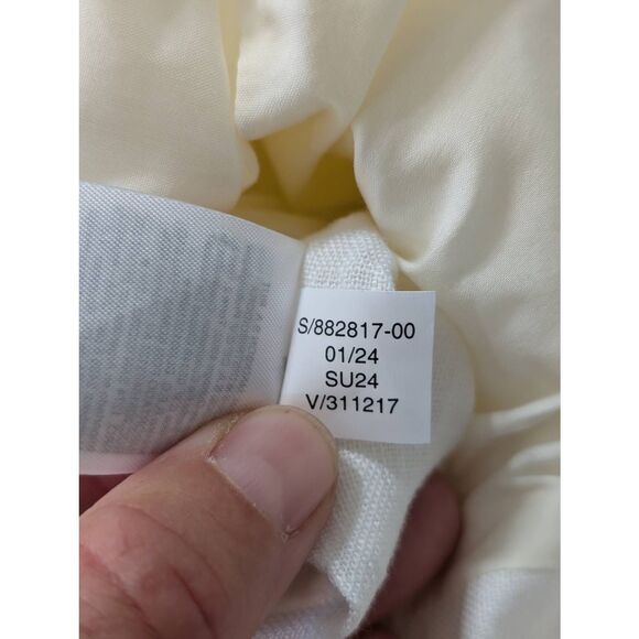 Banana Republic Lina Linen Blazer women's 10 white BR coastal SU 2024 one button - Picture 8 of 8